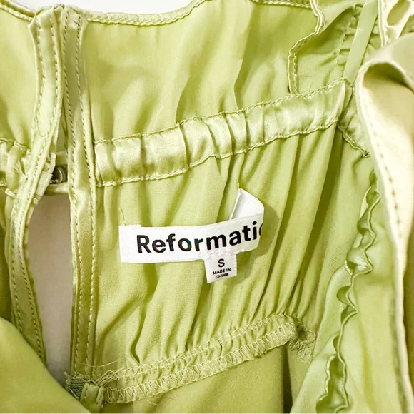 Reformation Erdem Silk Dress Midi Yucca Green Size Small - Picture 4 of 10